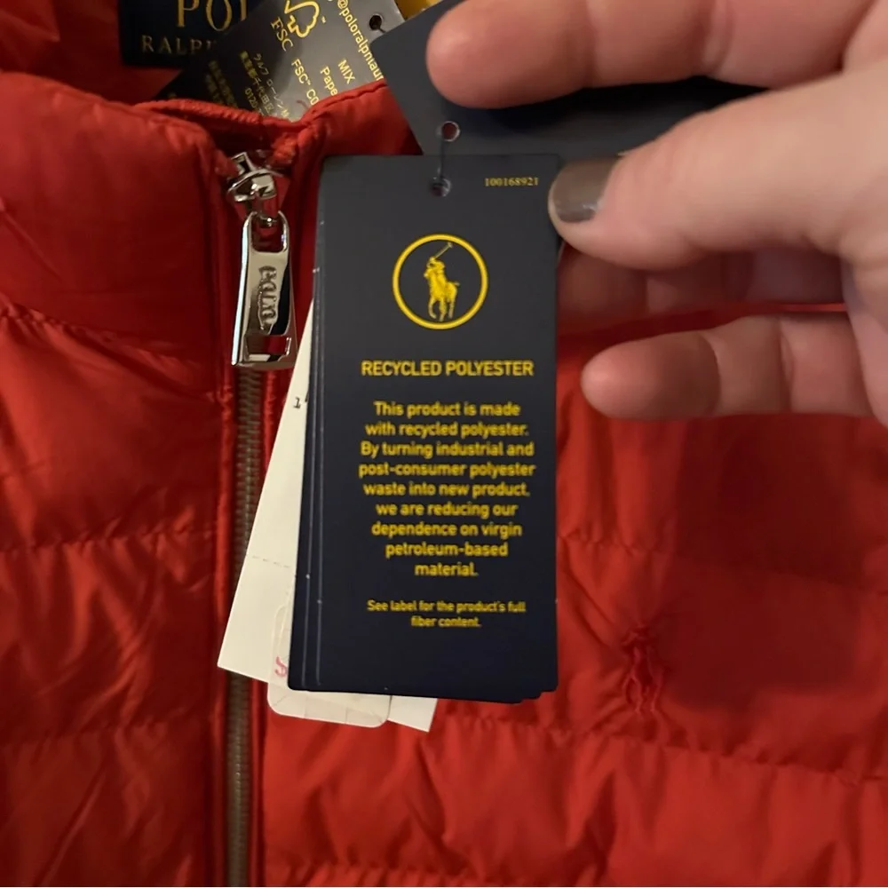POLO|Ralph Lauren-Water Repellent Puffer Jacket in, “Brilliant Red”, Size XL,NWT - Picture 12 of 15